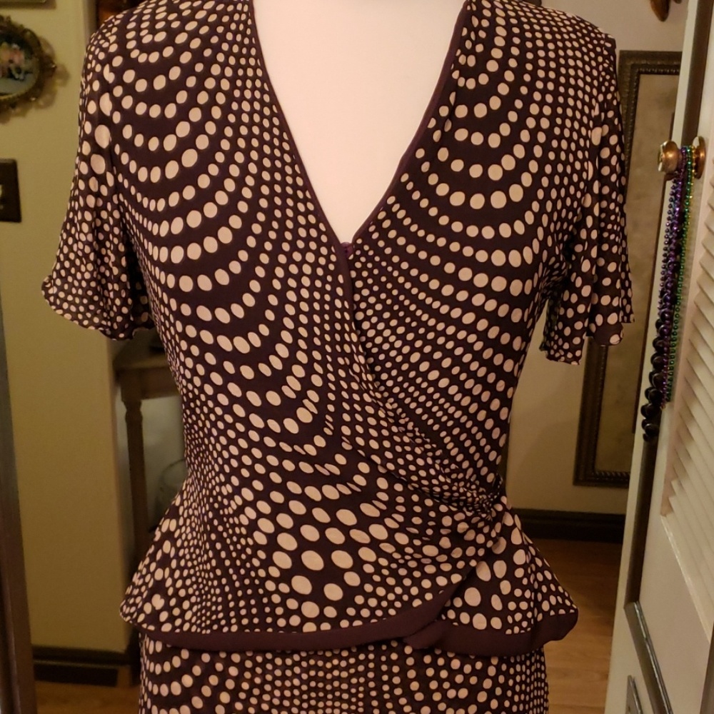 Dana Buchman Polka Dot Silk 2-pc Skirt Set